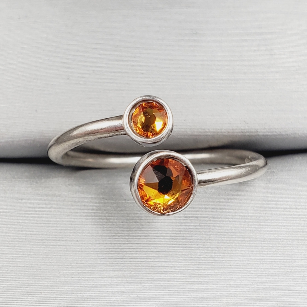 Round Topaz Simulant 925 Sterling Silver November Birthstone Open Ring